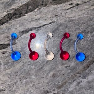 5 Belly Button Ring Set Blue Purple Clear